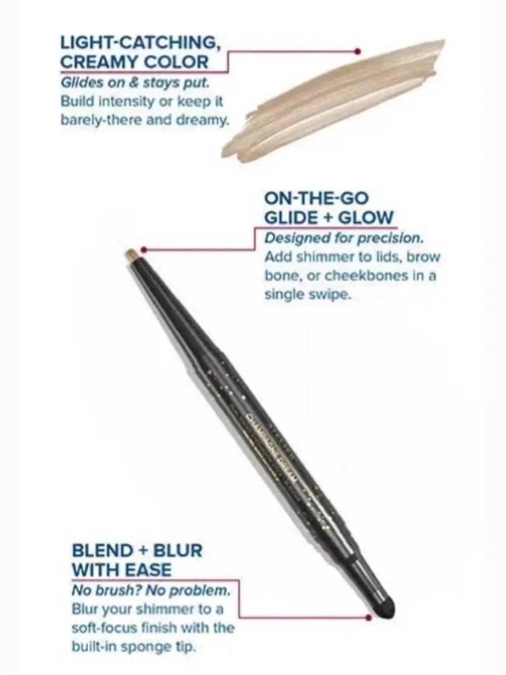 Dear Midnight Dual Ended Shimmer Eyeshadow Stick and blender - Champagne Dream